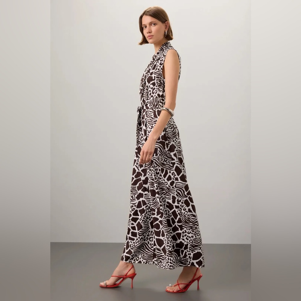 Adam Lippes Collective Animal Print Wide Leg Jumpsuit Brown Women’s Size 4 - Picture 3 of 8